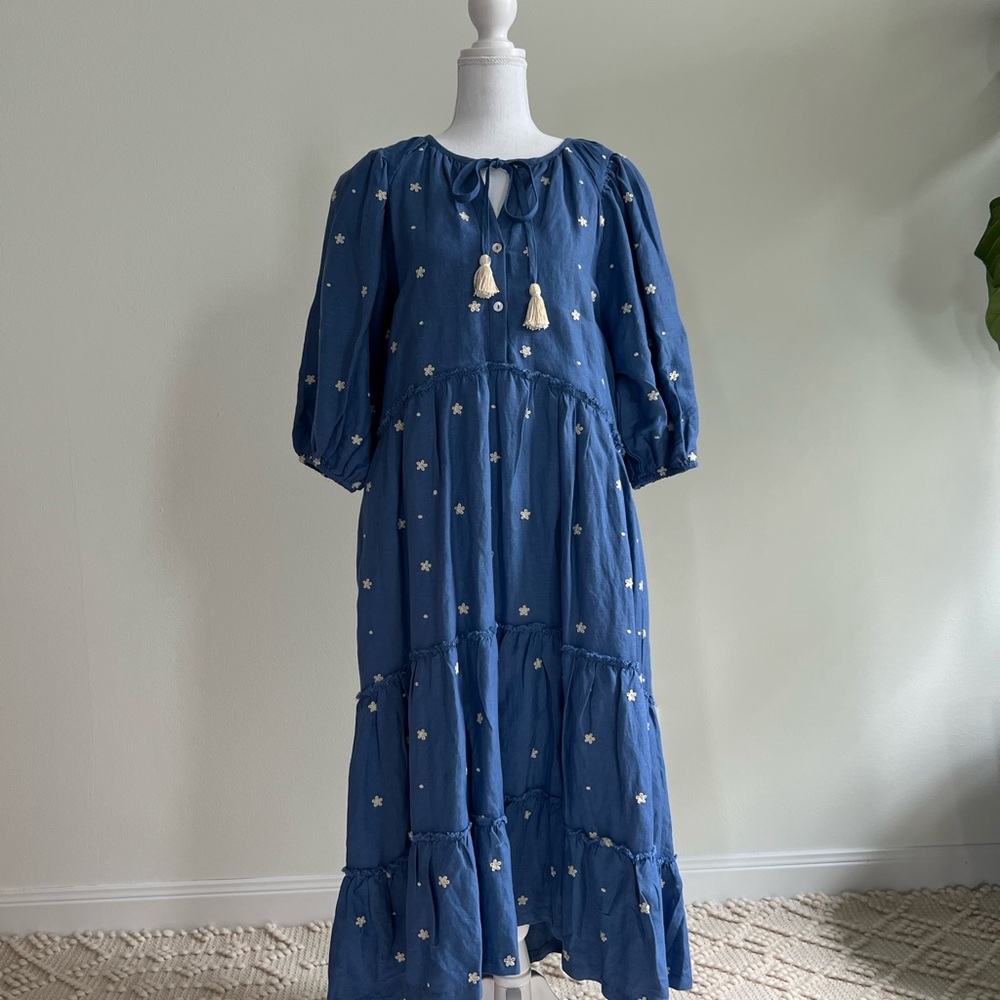 Blue Floral Midi Dress